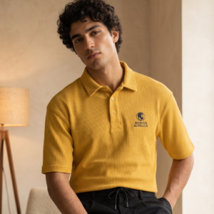 YELLOW WAFFLE POLO T-SHIRT | MARCUS AURELIUS