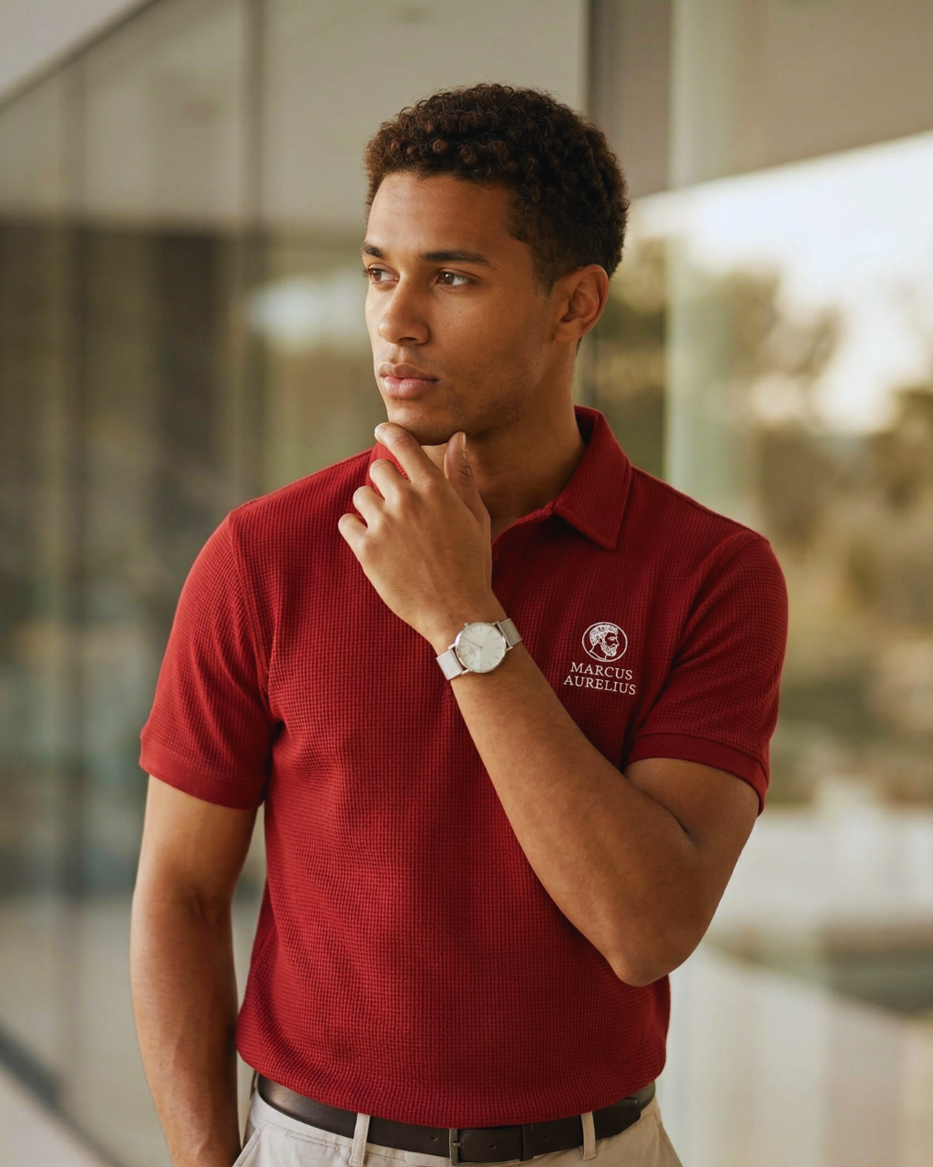 MARCUS AURELIUS POLO T-SHIRT RED