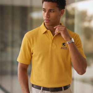 YELLOW WAFFLE POLO T-SHIRT | MARCUS AURELIUS
