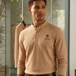 SAND BEIGE WAFFLE LONG SLEEVES T-SHIRT | MARCUS AURELIUS