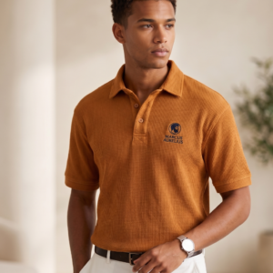 ORANGE BROWN WAFFLE POLO T-SHIRT | MARCUS AURELIUS