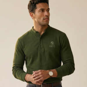 ARMY GREEN WAFFLE LONG SLEEVES T-SHIRT | MARCUS AURELIUS