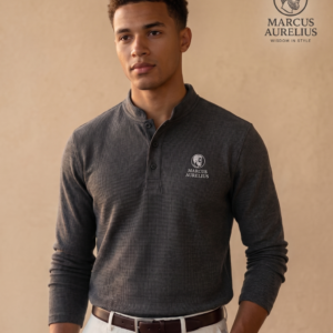 DARK GRAY WAFFLE LONG SLEEVES T-SHIRT | MARCUS AURELIUS
